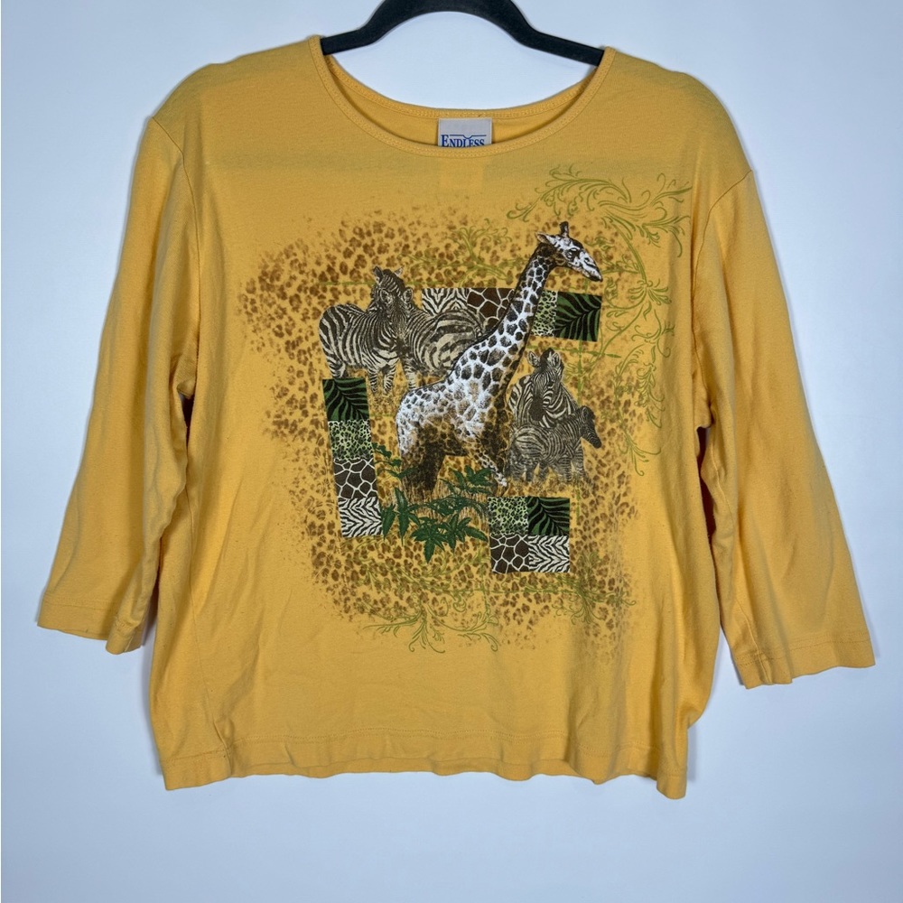 Vintage Endless Designs Crewneck Yellow Giraffe Nature Sweatshirt Adult Size XL